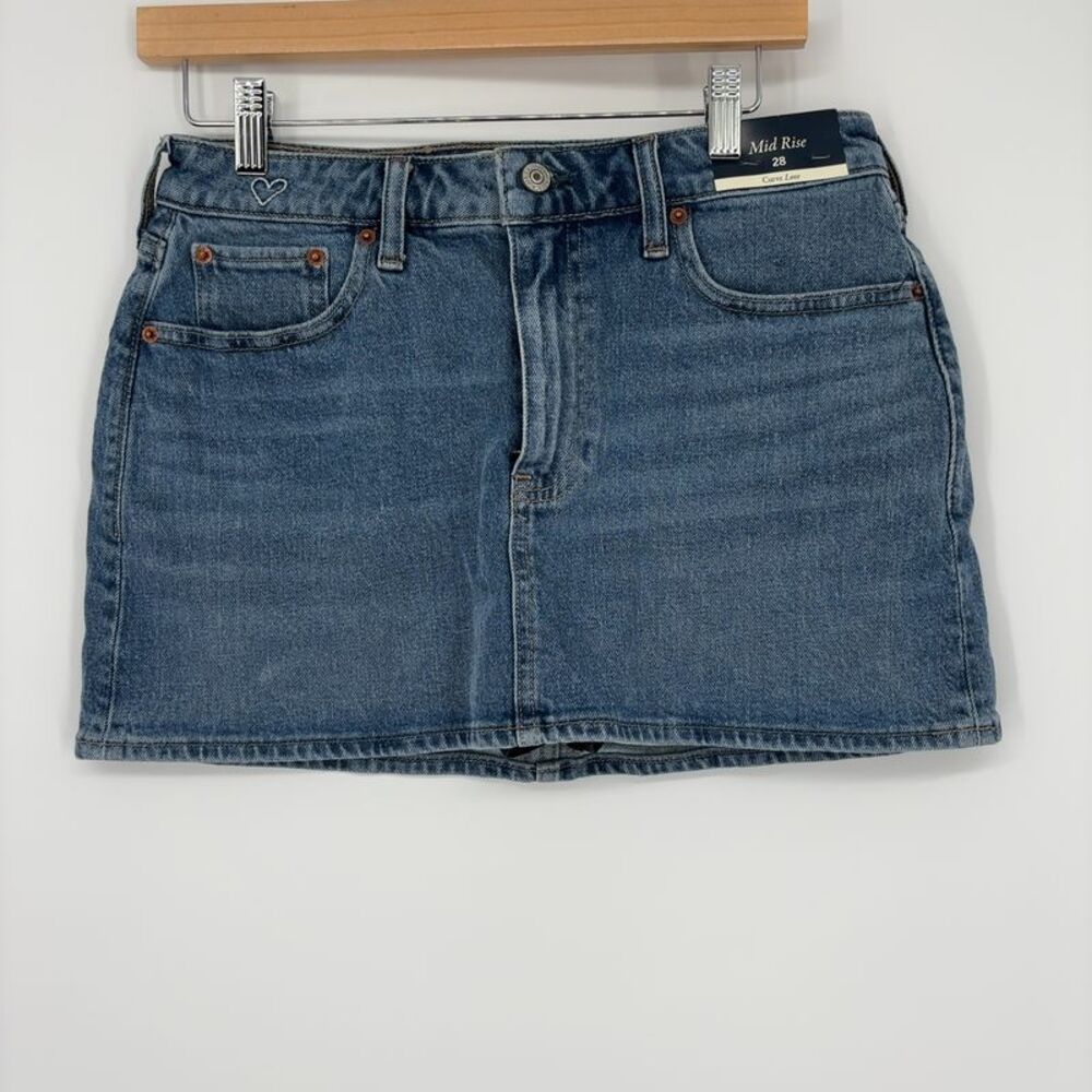Abercrombie & Fitch Mid Rise Denim Skort